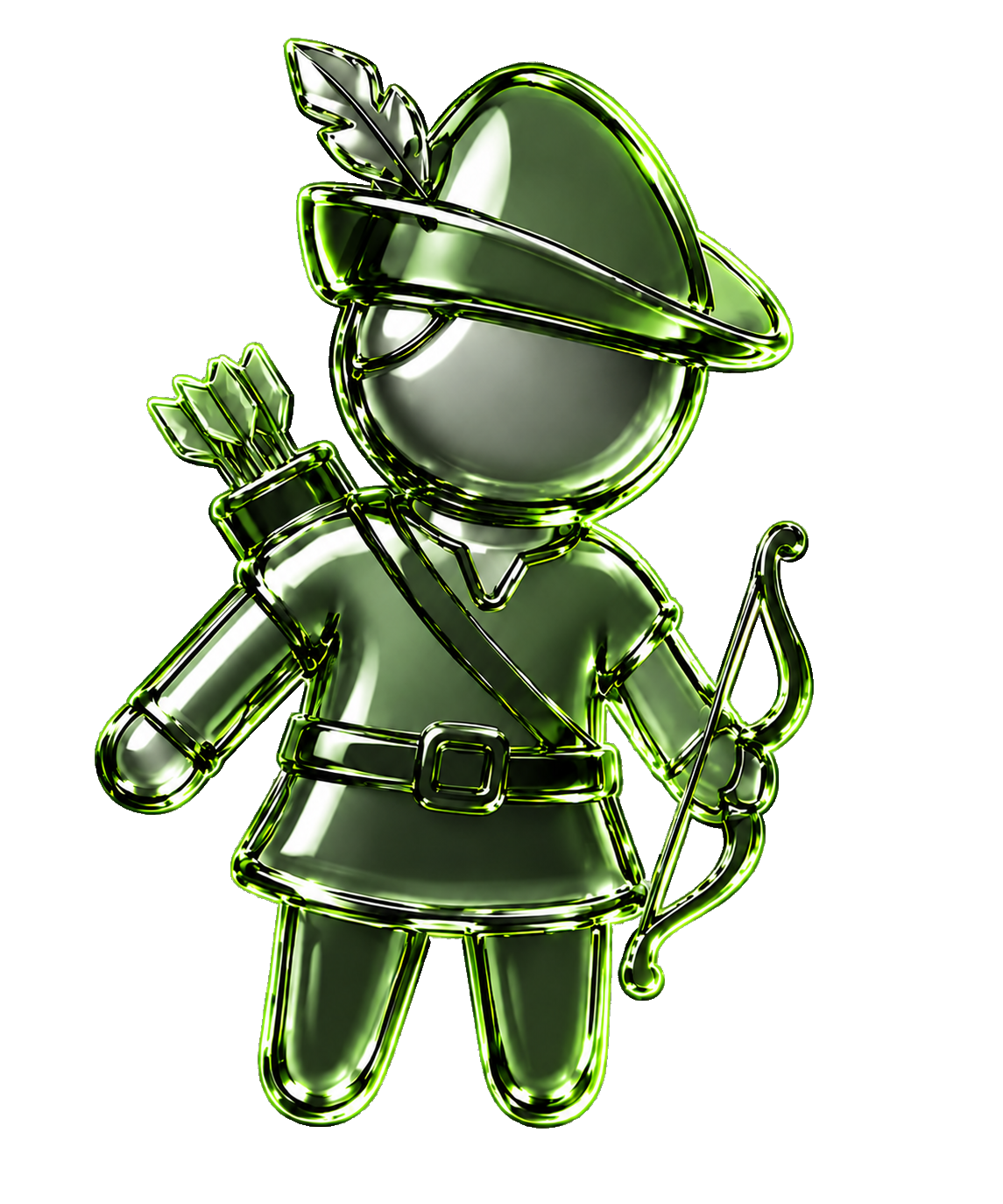 PONSER chrome archer with bow and feathered hat